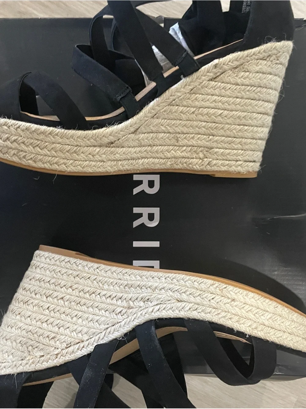 Torrid Black Strappy Espadrille Wedge Sandals size 10WW